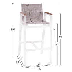 ΣΚΑΜΠΟ ΜΠΑΡ ΑΛΟΥΜΙΝΙΟΥ ΛΕΥΚΟ ΜΕ POLYWOOD 52 x 58 x 108 εκ. HM5790.01