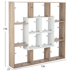 ΒΙΒΛΙΟΘΗΚΗ BRODY HM8771.01 ΜΕΛΑΜΙΝΗ ΛΕΥΚΟ 136X22X136