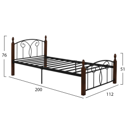 ΚΡΕΒΑΤΙ SUZIE HM600 ΜΕΤΑΛΛΟ, ΚΑΦΕ ΞΥΛΟ ΓΙΑ ΣΤΡΩΜΑ 110Χ190 εκ.