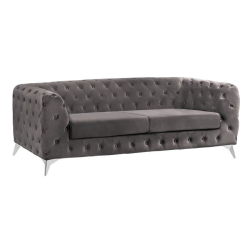 ΚΑΝΑΠΕΣ 3ΘΕΣΙΟΣ ALBERT Τ.CHESTERFIELD ΓΚΡΙ ΒΕΛΟΥΔΟ HM3128.10 224Χ88Χ74Υεκ.