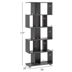 ΒΙΒΛΙΟΘΗΚΗ ΜΕΛΑΜΙΝΗΣ HM2385.10 ΓΚΡΙ 70x25x177Υ εκ.