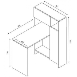 ΓΡΑΦΕΙΟ ΜΕ ΒΙΒΛΙΟΘΗΚΗ ALCOTT HM9087.01 ΛΕΥΚΟ ΚΑΡΥΔΙ 90x72,1x120Y εκ.