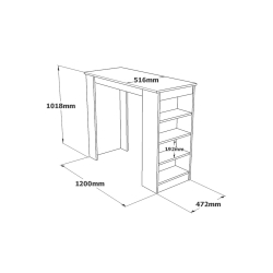 Τραπέζι μπαρ Riff pakoworld λευκό-sonoma 120x51.5x101.5εκ