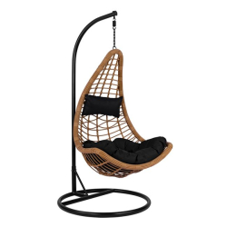 ΚΡΕΜΑΣΤΗ ΠΟΛΥΘΡΟΝΑ ΦΩΛΙΑ LUCIA HM5676.04 ΜΕ ΜΠΕΖ WICKER και ΜΑΥΡΑ ΜΑΞΙΛΑΡΙΑ Φ95Χ195Υ εκ.