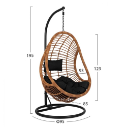 ΚΡΕΜΑΣΤΗ ΠΟΛΥΘΡΟΝΑ ΦΩΛΙΑ CALLIE HM5541.04 ΜΕ ΜΠΕΖ WICKER και ΜΑΥΡΑ ΜΑΞΙΛΑΡΙΑ Φ95Χ195Υ εκ.