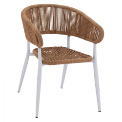 ΠΟΛΥΘΡΟΝΑ ΑΛΟΥΜΙΝΙΟΥ ΛΕΥΚΗ ΜΕ WICKER ΜΠΕΖ HM5783.02 56x60x78 εκ.