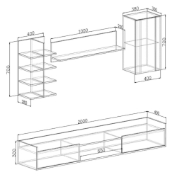 Σύνθετο HARRY Μοριοσανίδα Raw Endgrain Oak/Ανθρακί 200x40-30x180cm