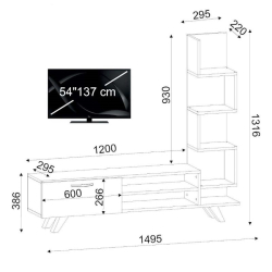 Σύνθετο CEREN Λευκό/Φυσικό 149.5x29.5x131.6cm