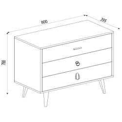 Συρταριέρα KIMOLOS Λευκό/Φυσικό/Καφέ 80x40x79cm