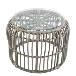 Τραπεζάκι Κήπου ALBIUS Γκρι Rattan/Μέταλλο/Γυαλί Φ50x35cm