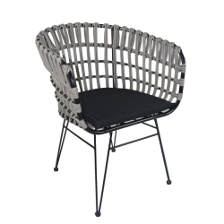 Καρέκλα Κήπου ATRIUS Γκρι/Μαύρο Μέταλλο/Rattan 61x57x80cm