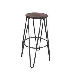 ARCO WOOD DARK OAK ΣΚΑΜΠΩ BAR ΜΑΤΑΛΛΙΚΟ ΜΑΥΡΟ Φ33Χ76