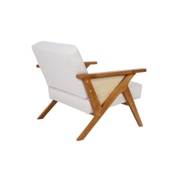 Πολυθρόνα Claudia pakoworld ύφασμα μπεζ-pe rattan-rubberwood φυσικό 76x74,5x72εκ