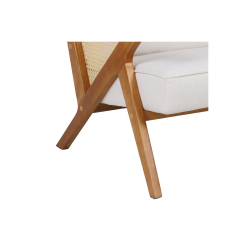 Πολυθρόνα Claudia pakoworld ύφασμα μπεζ-pe rattan-rubberwood φυσικό 76x74,5x72εκ