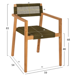 ΠΟΛΥΘΡΟΝΑ CHARLOTTE HM9637.05 ΞΥΛΟ TEAK ΦΥΣΙΚΟ ΠΡΑΣΙΝΟ ΣΧΟΙΝΙ 59x54x83Y εκ.