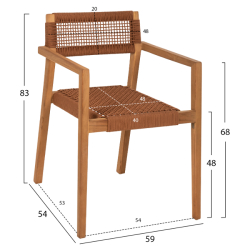 ΠΟΛΥΘΡΟΝΑ CHARLOTTE HM9637.01 ΞΥΛΟ TEAK ΦΥΣΙΚΟ ΜΠΕΖ ΣΧΟΙΝΙ 59x54x83Y εκ.