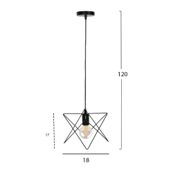 ΦΩΤΙΣΤΙΚΟ ΟΡΟΦΗΣ ΚΡΕΜΑΣΤΟ HM4075 ΜΑΥΡΟ ΜΕΤΑΛΛΙΚΟ ΚΑΠΕΛΟ 18x17x120Υεκ.