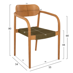 ΠΟΛΥΘΡΟΝΑ OSLO HM9636.05 ΞΥΛΟ TEAK ΦΥΣΙΚΟ ΠΡΑΣΙΝΟ ΣΧΟΙΝΙ 55x54x80Yεκ.