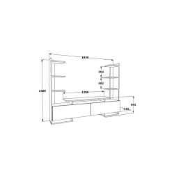 Σύνθετο σαλονιού Aticus pakoworld καρυδί-μαύρο 180x37x156εκ