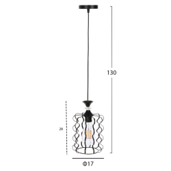 ΦΩΤΙΣΤΙΚΟ ΟΡΟΦΗΣ ΚΡΕΜΑΣΤΟ HM4088 ΜΑΥΡΟ ΜΕΤΑΛΛΙΚΟ ΚΑΠΕΛΟ Φ17x130Υεκ.