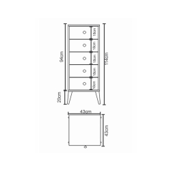 Συρταριέρα AMARI Λευκό Μοριοσανίδα 43x43x114cm