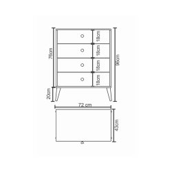 Συρταριέρα AMARI Δρυς Μοριοσανίδα 72x43x96cm