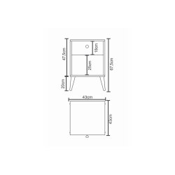 Κομοδίνο AMARI Λευκό/Ανθρακί Μοριοσανίδα 43x43x67.5cm