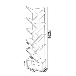 Βιβλιοθήκη BADRU Ανθρακί Μοριοσανίδα 40x19.5x150cm