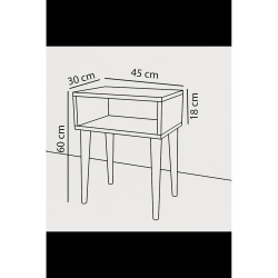 Κομοδίνο GANIRU Λευκό Μοριοσανίδα/Ξύλο 45x30x60cm