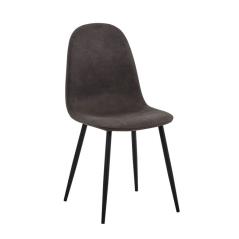 CELINA Καρέκλα Μέταλλο Βαφή Μαύρο, Ύφασμα Suede Γκρι 45x54x85cm
