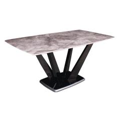 LARSON Τραπέζι Τραπεζαρίας, Ξύλο-Μέταλλο Ανθρακί,Επιφάνεια Microcrystalline Άσπρο Μάρμαρο 160x90x77cm