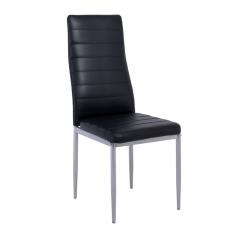 JETTA Καρέκλα Tραπεζαρίας - Μέταλλο Βαφή Γκρι, Pvc Μαύρο, Full K/D - Συσκ.4 40x50x95cm