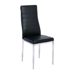 JETTA Καρέκλα Tραπεζαρίας - Κουζίνας, Μέταλλο Χρώμιο, Pvc Μαύρο, Full K/D - Συσκ.4 40x50x95cm