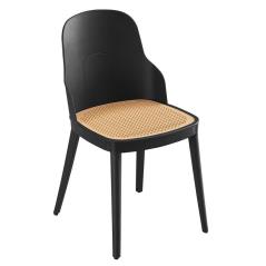 MELINA Καρέκλα PP Μαύρο, PP Rattan Μπεζ 45x50x79cm