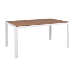 VIRNA Τραπέζι Κήπου-Βεράντας, Μέταλλο Βαφή Άσπρο, Polywood Φυσικό 150x90x73cm