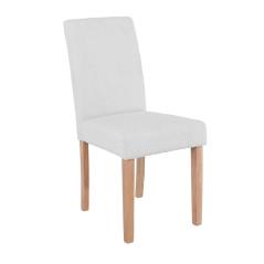 MALEVA-L Καρέκλα Τραπεζαρίας, Ύφασμα Teddy Άσπρο - Φυσικό 42x56x93cm