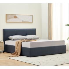 WALTER Κρεβάτι Διπλό με Χώρο Αποθήκευσης, για Στρώμα 160x200cm, Ύφασμα Σκούρο Γκρι 170x221x100cm