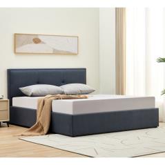 WALTER Κρεβάτι Διπλό με Χώρο Αποθήκευσης, για Στρώμα 150x200cm, Ύφασμα Σκούρο Γκρι 160x221x100cm