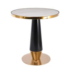 OLIVE Τραπέζι Βαφή Μαύρο-Gold, Επιφάνεια Sintered Stone White Marble Φ70x73cm