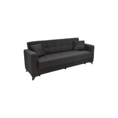 Καναπές-κρεβάτι με αποθηκευτικό χώρο τριθέσιος Modesto pakoworld μαύρο ύφασμα 215x85x80εκ
