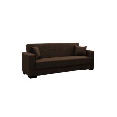 Καναπές-κρεβάτι με αποθηκευτικό χώρο τριθέσιος Vox pakoworld καφέ ύφασμα 215x85x80εκ