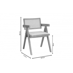 Πολυθρόνα Winslow pakoworld ξύλο rubberwood ανοικτό καρυδί-pvc rattan φυσικό-ύφασμα γκρι 56,4x63,5x80,5εκ