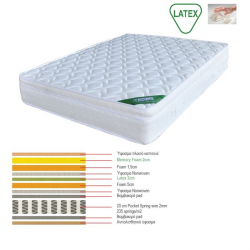 ΣΤΡΩΜΑ ΔΙΠΛΟ Memory Foam με Latex και Pocket Spring 44,8 Kg 160x200x31cm