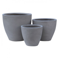 FLOWER POT-3 Σετ 3 τεμαχίων Γκρι Τσιμέντου Cement Φ35x32 /Φ44x37 /Φ53x47 cm