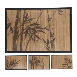 Σουπλά bamboo,μαύρο ρέλι και τροπικά prints,45x30cm