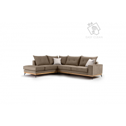 Γωνιακός καναπές δεξιά γωνία Luxury II pakoworld ύφασμα mocha-cream 290x235x95εκ