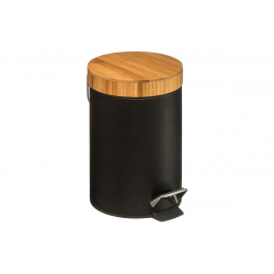 Κάδος απορριμμάτων 3L Dustbin pakoworld μέταλλο-pp μαύρο-oak 17x17x25,5εκ