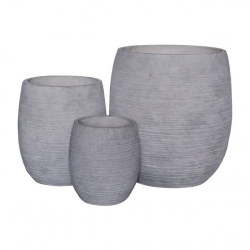 FLOWER POT-8  Set 3 τεμαχίων, Απόχρωση Light Grey Wash Φ25x28 / Φ35x39 /Φ48x52 cm