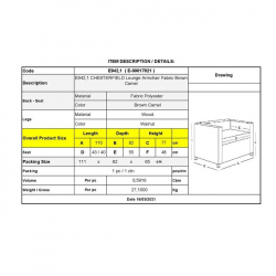 CHESTERFIELD Πολυθρόνα Σαλονιού - Καθιστικού, Ύφασμα Απόχρωση Καφέ Camel 110Χ82Χ77