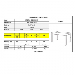 ART ΤΡΑΠΕΖΙ MDF ΜΑΥΡΟ 80X80Χ73